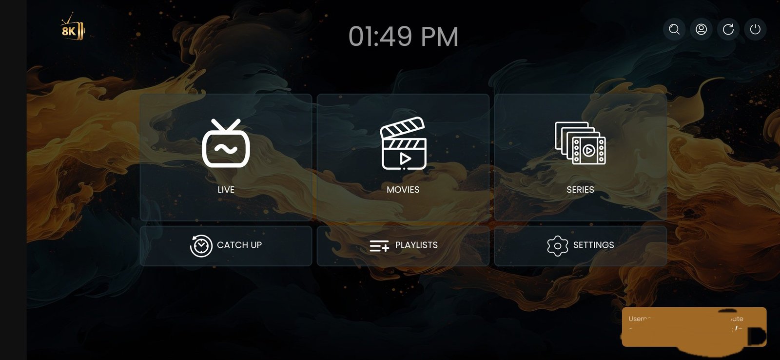 Step 3 8K Player Prime IPTV app interface channels movies series